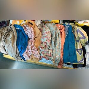 Bundle of Vintage Silk Blouses - Multicolor Striped Floral - Blue, Pink, Beige